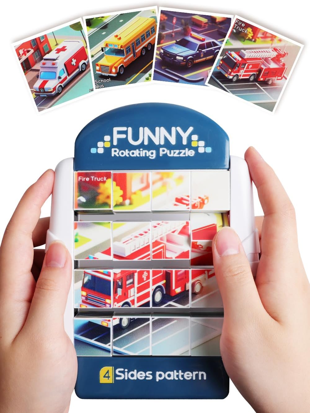 16-Piece Rotating Puzzles for Kids 4-6, Toddlers Puzzles 2-4, Road Trip, Airplane Activities Game, Travel Toys - Brain Teaser, Fine Motor Skills, Birthday Gifts Boys & Girls - Transportation