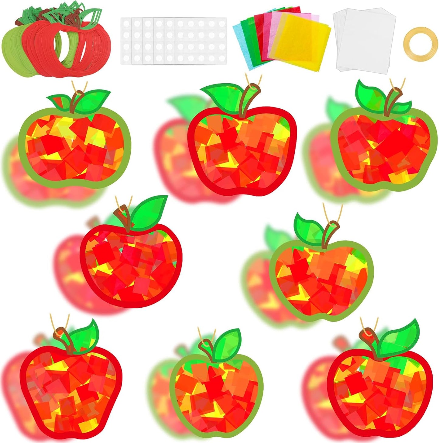 32 Sets Outer Space Suncatchers Craft Kit DIY Window Stained Glass Effect Planet Astronaut Alien Paper Crafts Home School Classroom Decoration Kid Birthday Gift Creative Art Project Activity Game - Colors A