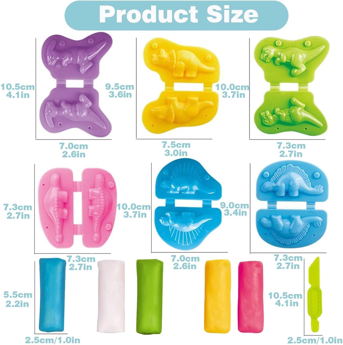 Unleash Creativity with 6 Unique Dino Molds Dough Toys Dough Accessories Set.Ideal as a Gift for Kids Aged 3-4-8 Years