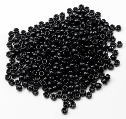 Gxueshan 1000 Pcs Acrylic Black Pony Beads 6x9mm Large Hole Pen Hair Kandi Beads Bulk for Friendship Bracelet Necklace Jewelry Making Earring Braiding Kit