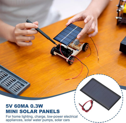 MECCANIXITY 2 Pcs 5.5V 0.44W 70mA Mini Solar Panels, Small Polycrystalline Solar Cell Panel with 2 Cable for DIY Electric Toy Materials Kits Charger, 60mm x 60mm
