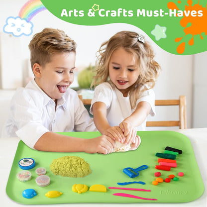 AtMini Silicone Art Mats for Kids, 24"x16" Silicone Craft Mat with Lip to Keep Clean, Play Sand, Painting, DIY Crafts Mat for Kids (Purple)