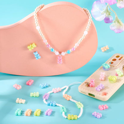 Kissitty 100Pcs Clear Acrylic Bear Beads Cute Bears Loose Beads Bulk Transparent Gummy Bear Spacer Bead Counting Bears for Bracelet Adults Necklace Earring Crafts Bag Key Chain DIY Jewelry Making