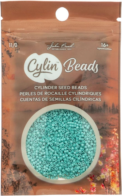 John Bead 25g Cylin Beads Opaque Turquoise Green 11/0 Glass Cylindrical Seed Beads for Jewelry Bracelets Necklaces Earrings Making Embroidery