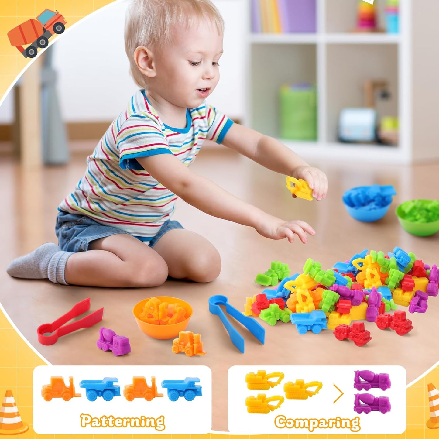 RAEQKS Counting Sorting Toys Matching Stacking Toys with Bowls Preschool Learning Activities Educational Sensory Game Montessori STEM Toy Daycare Sets Animals Gifts for Toddlers Kids Boys Girls