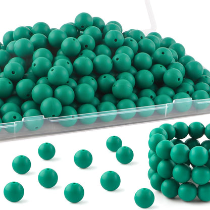 65Pcs 19mm Silicone Beads for Keychain Making Bracelet Necklace, Bulk Round Silicone Beads for Pens（Christmas Green） - Colors B