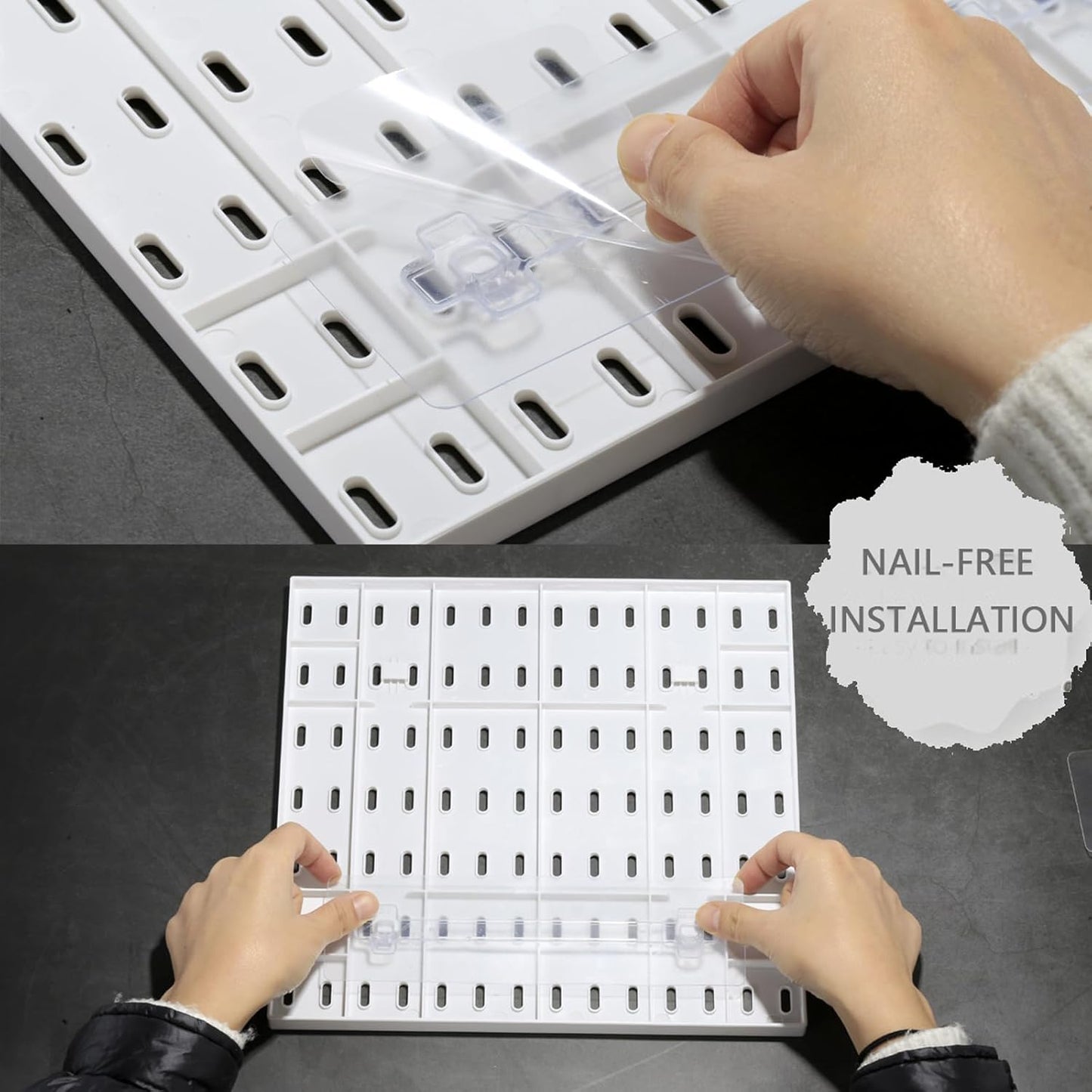 MULSAME Pegboard Combination Kit, Wall Mounted Storage Set with 4 Pegboards & 14 Accessories Hanging, White Peg Boards Organizer for Walls Display, Crafts Organization, Kitchen Organizer, 22" x 22"