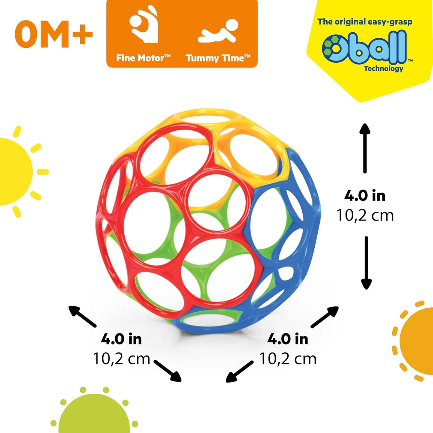 Bright Starts Oball Musical Toy, Jingle & Shake Pal, BPA-Free Easy-Grasp Baby Rattle Toy, Ages Newborn+