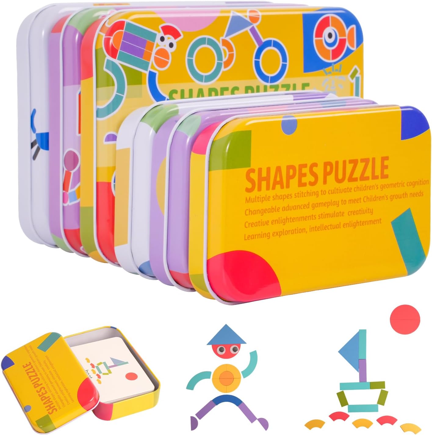Wooden Tangrams Pattern Blocks, Cognitive Difficulties for Elderly People, Brain-Boosting Crafts Activities for Elderly（Elephant Style）