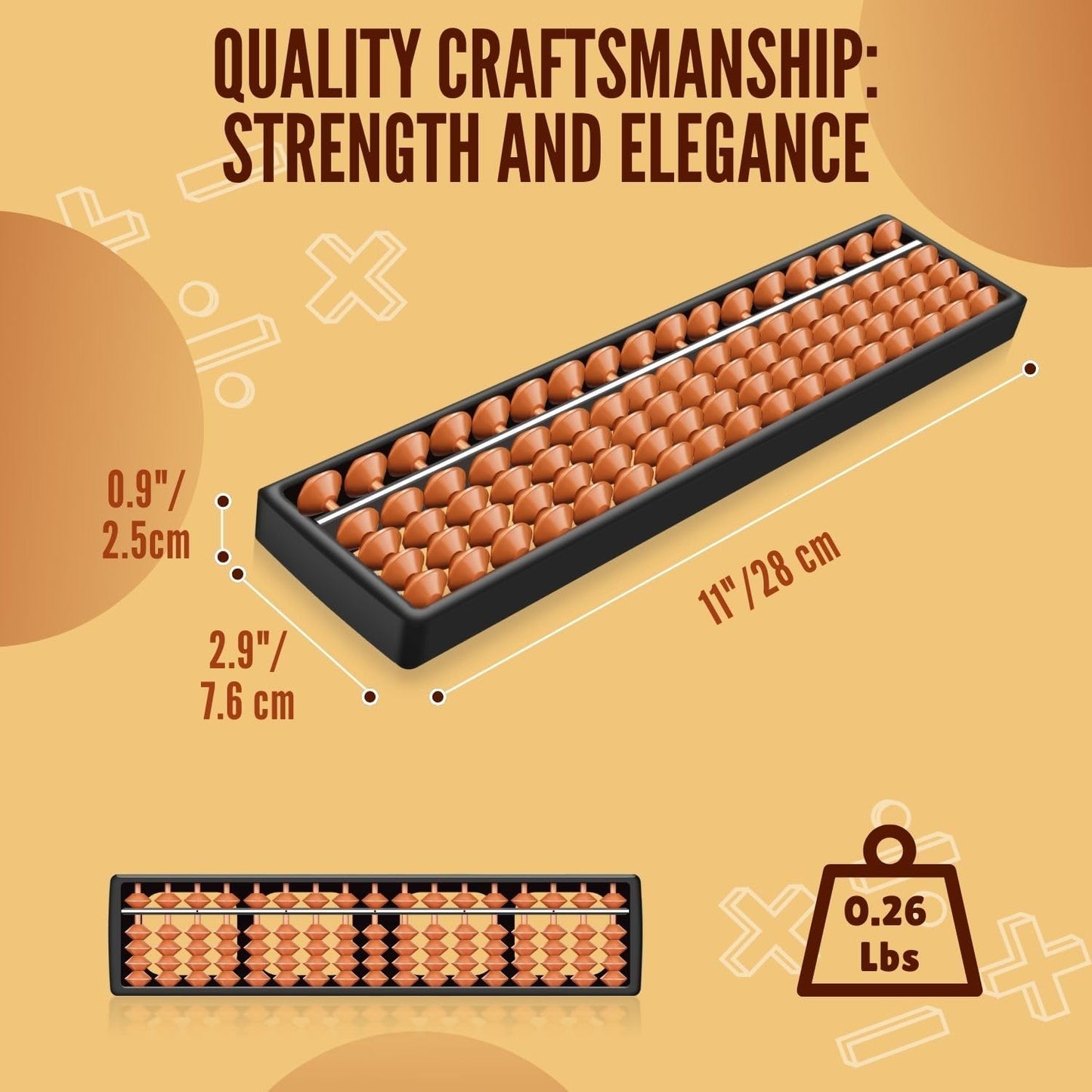Flexzion SorobanAbacus for Adults & Kids - Plastic 11-inch Japanese Soroban with 5 Beads & 17 Rods for Math Learning & Training - Portable Abacus Math Calculating Tool for Beginners & Professionals