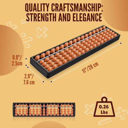 Flexzion SorobanAbacus for Adults & Kids - Plastic 11-inch Japanese Soroban with 5 Beads & 17 Rods for Math Learning & Training - Portable Abacus Math Calculating Tool for Beginners & Professionals