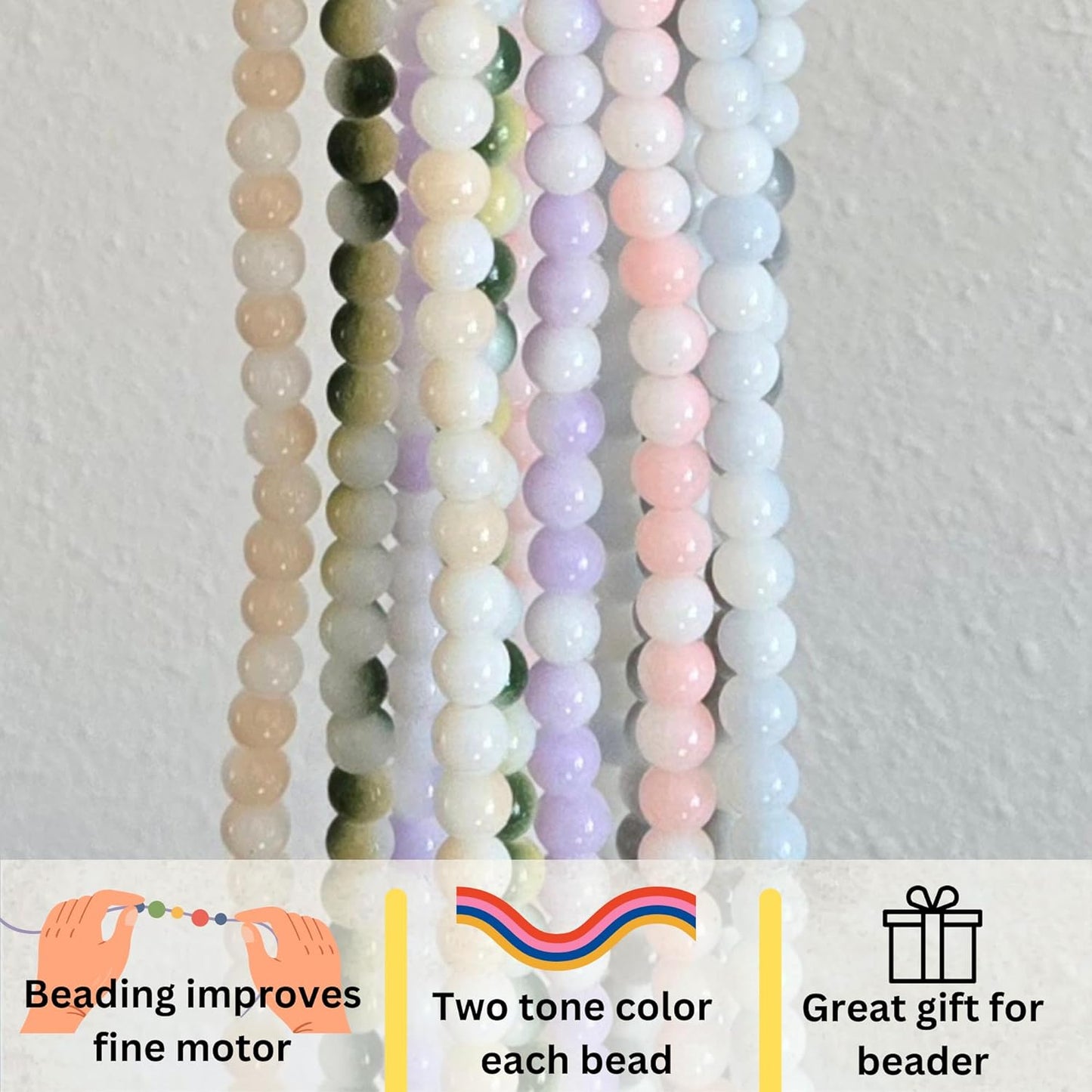 8mm Glass Beads Round Bulk for Bracelet, Glow in Dark Beads, DIY Jewelry Windchime Suncatcher Party Supplies, 300 pcs