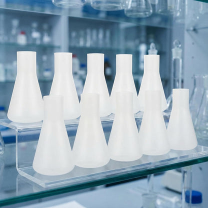 PartyKindom 10 Pcs Plastic Erlenmeyer Flask Set, 100ml Shatterproof Conical Science Flasks for Kids STEM Experiments, Classroom Education & Science Party Supplies