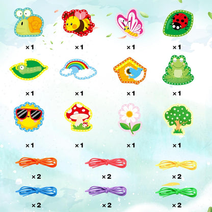 Omlisca Springtime Lacing Cards for Kids 12 Packs Double Sided Sewing Kits Flower Rainbow Butterfly Sewing Cards Educational & Learning Activities Fine Motor Skill for Preschool Supplies Spring Decor