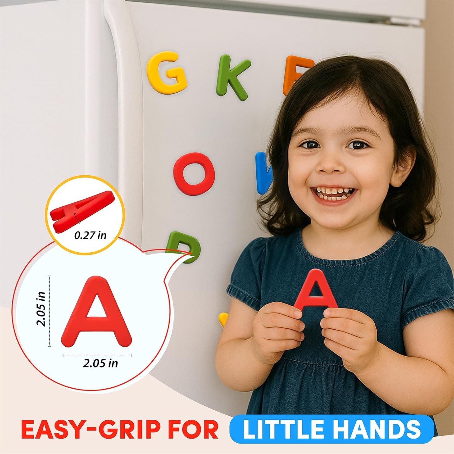 JoyCat Silicone Alphabet Magnetic Letters, 26 Uppercase ABC Fridge Magnets for Kids 3+, Preschool Learning Refrigerator Toy Set, Birthday Gifts for Boys Girls (Muted Color)