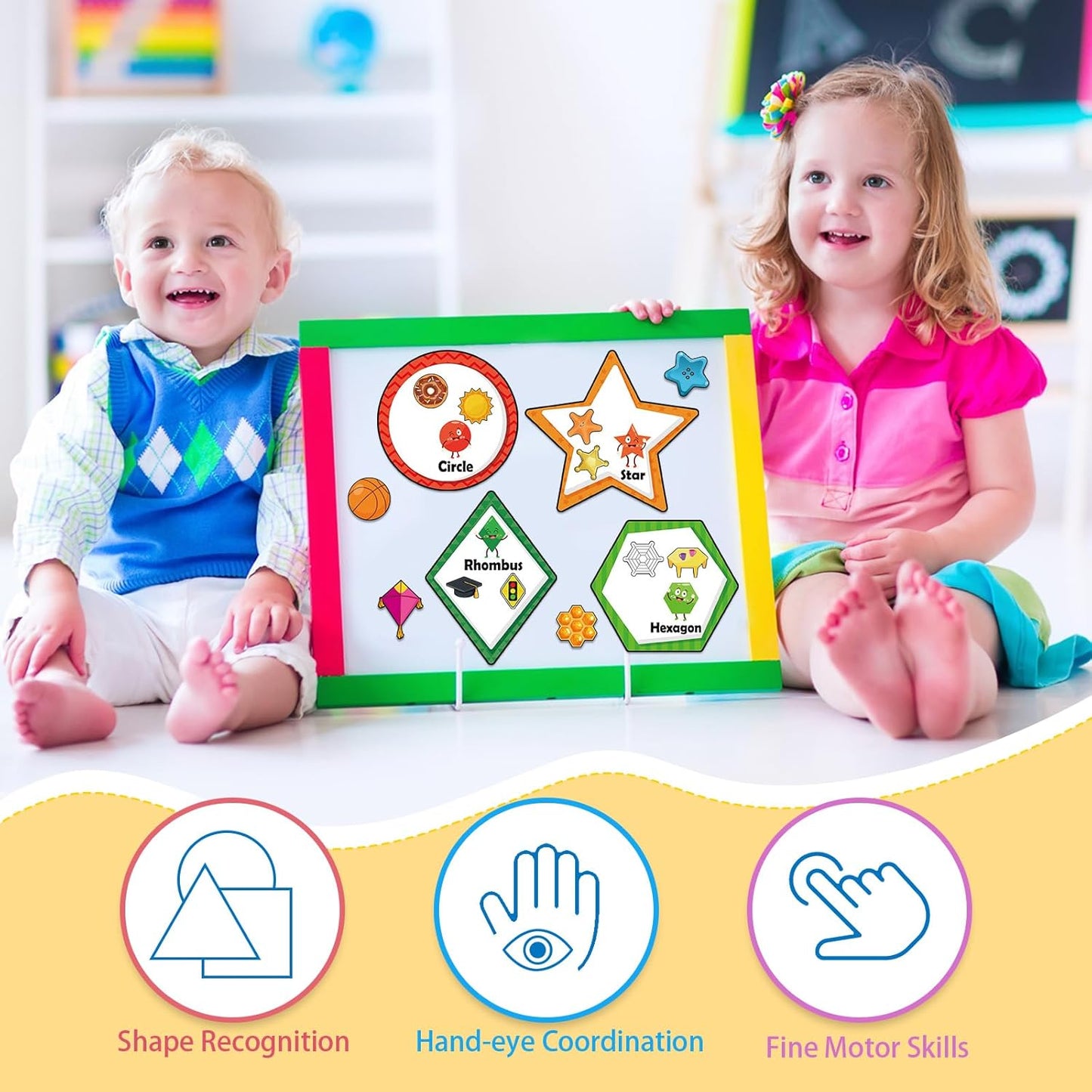Blosssound 10 Set Magnetic Shape Sorting for Toddler Matching Games Magnet Sorting Mats 30 Everyday Objects Magnets Pieces Learning Toys for Child Learning Shape Game Preschool Classroom