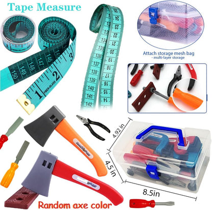21 Pieces Kids Toy Tool Set and Power Play Tools, Construction Toys Working Tools Educational Pretend Role Play Set with a Handy Storage Box and Portable Sturdy Ideal Gifts Toolkit for Toddlers