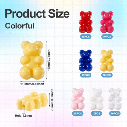 Kissitty 100Pcs Clear Acrylic Bear Beads Cute Bears Loose Beads Bulk Transparent Gummy Bear Spacer Bead Counting Bears for Bracelet Adults Necklace Earring Crafts Bag Key Chain DIY Jewelry Making