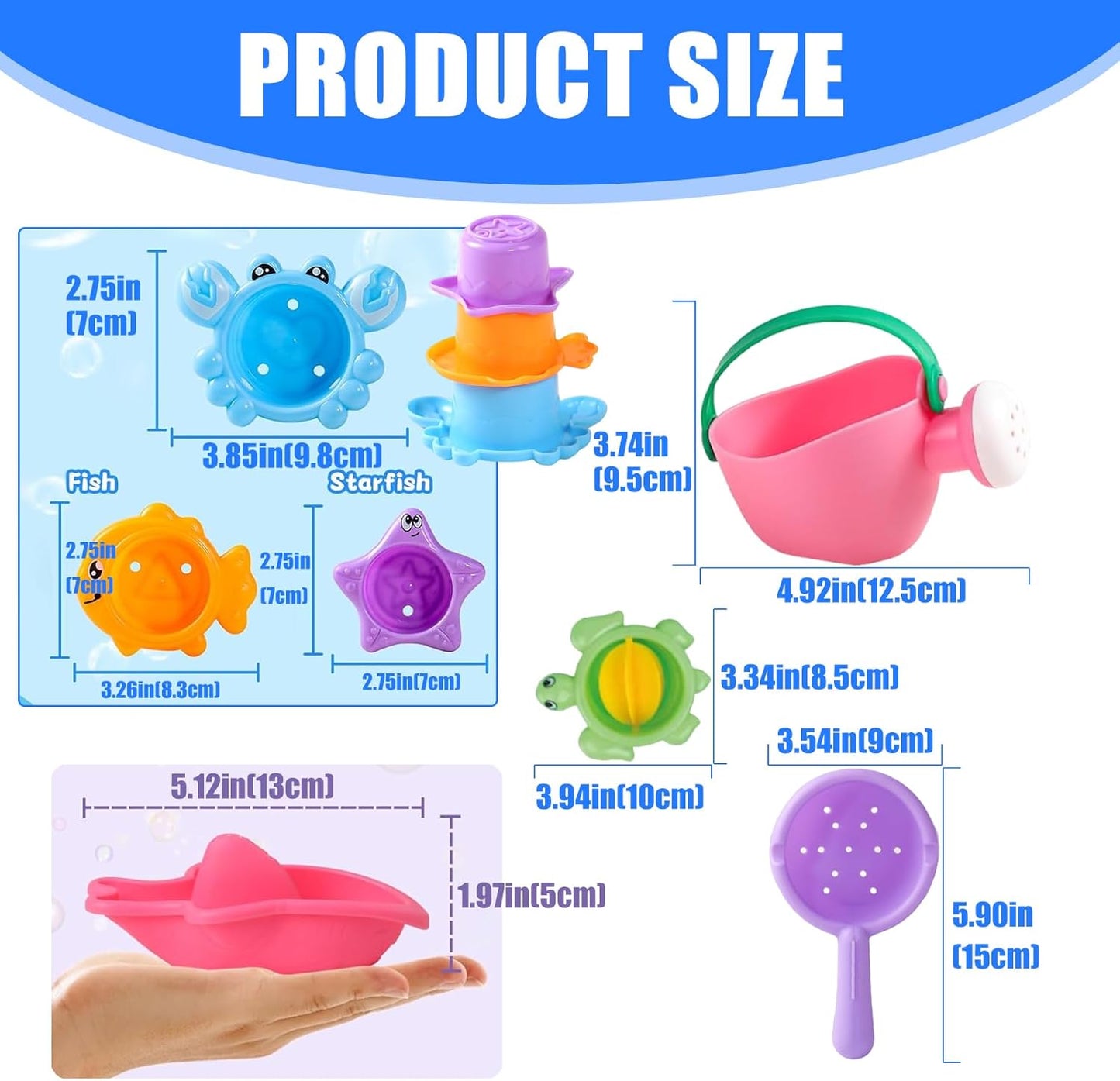 Colorful Water Play 10Pcs Toddler Sand Tools for Beach, Pool Sensory Learning Activities Sand and Water Toy