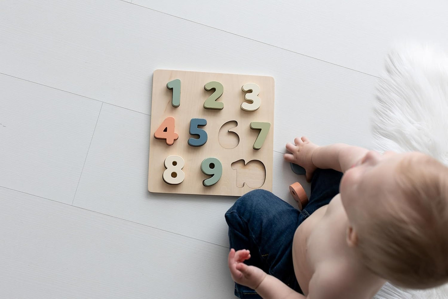 Pearhead Wooden Numbers Puzzle, 1–10 Counting Learning Toy for Toddlers, Montessori Educational Puzzle