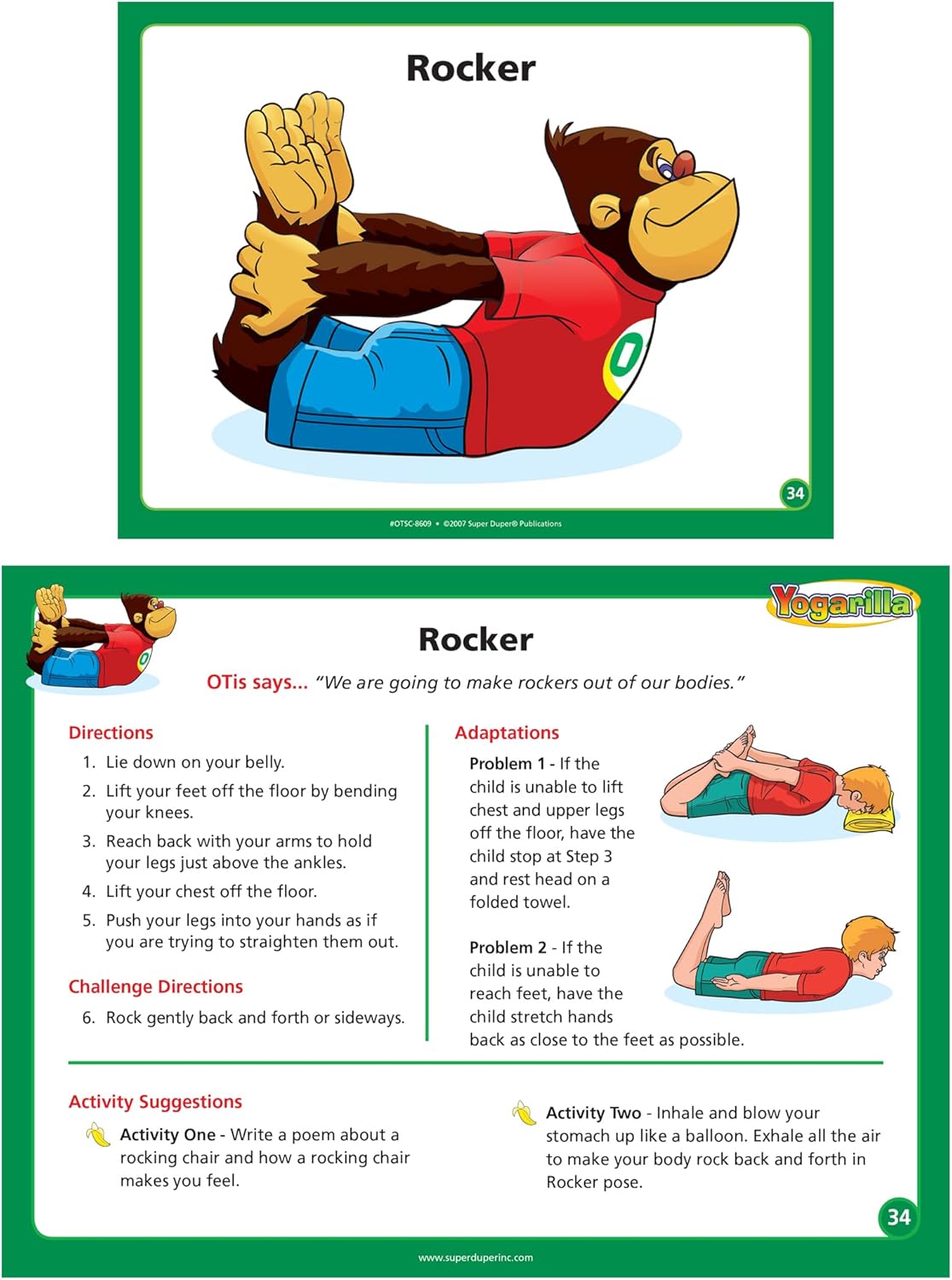 Super Duper Publications | Yogarilla® Exercise and Activities Yoga Fun Deck | Occupational Therapy Flash Cards | Core Strength and Balance Training | Educational Learning Resources or Children