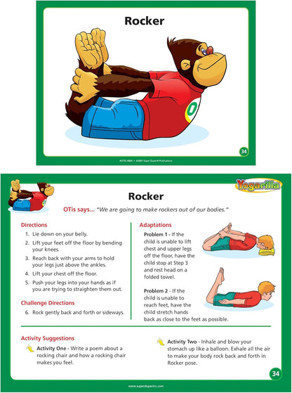 Super Duper Publications | Yogarilla® Exercise and Activities Yoga Fun Deck | Occupational Therapy Flash Cards | Core Strength and Balance Training | Educational Learning Resources or Children