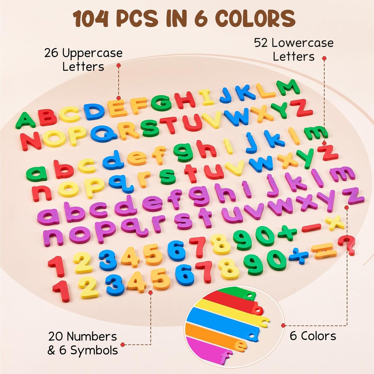 JoyCat 78 Pieces Magnetic Letters Numbers Alphabet Fridge Magnets ABC 123 Preschool Educational Learning Plastic Colorful Toy Set Uppercase Lowercase Math Symbols for Toddlers Kids 3+