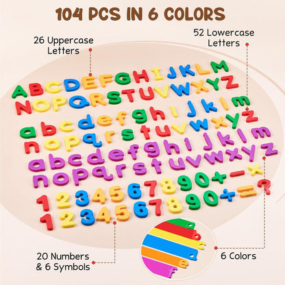 JoyCat 78 Pieces Magnetic Letters Numbers Alphabet Fridge Magnets ABC 123 Preschool Educational Learning Plastic Colorful Toy Set Uppercase Lowercase Math Symbols for Toddlers Kids 3+