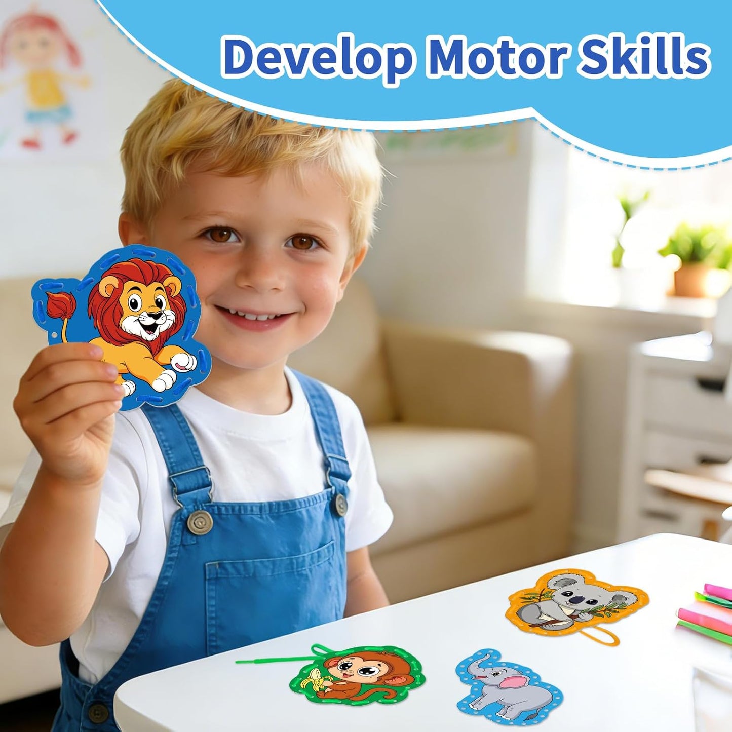 Vehicle Lacing Cards,Double Side Toddler Sewing Kit for Kids,Fine Motor Skills Toys,Shoe Tying Practice,Manipulatives for Preschoolers,Classroom Must Haves,Preschool Learning Activities