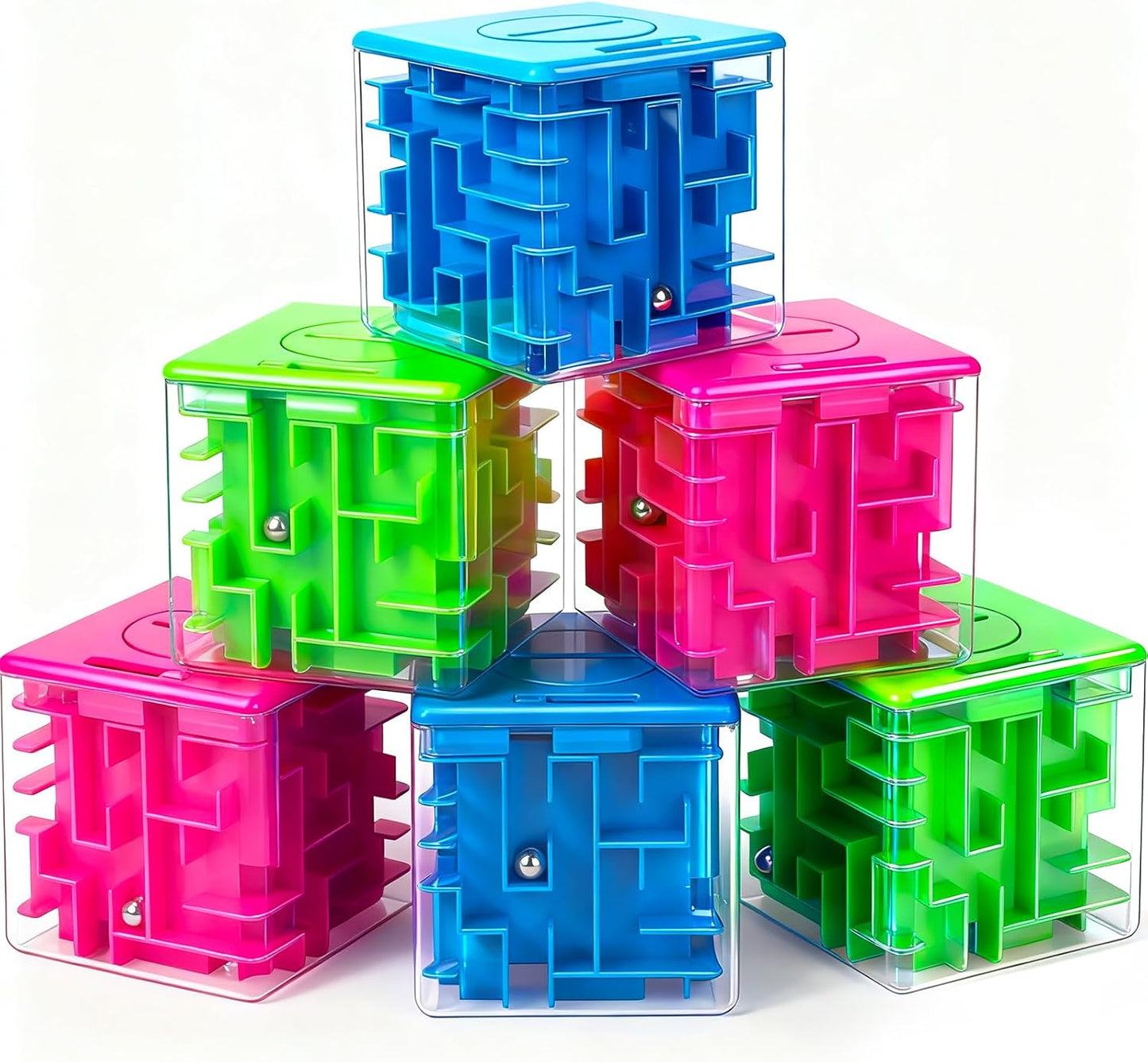 2 Pack Money Puzzle Gift Box, 3D Maze Puzzle Boxs Games Toy Gravity Memory Cube Ball Puzzle Educational Toys Gifts for Kids Boys Girls Students Teens Adults,Green and Blue