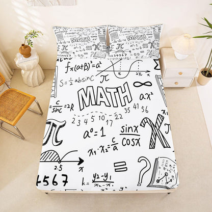 Erosebridal Chemistry Lab Fitted Sheet Twin Size Chemical Equation Bed Sheets for Boys Girls Chemical Elements Science Theme Bed Set Teens Kids Science Students Bedding Set School Dorm Room Decor