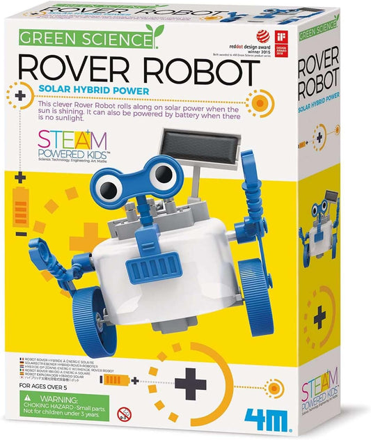 4M: Green Science: Rover Robot - DIY Robotics Assembly Kit, Solar & Battery Hybrid Power Rolling, STEM Building, Physics Toy Activity Set, Kids Age 5+