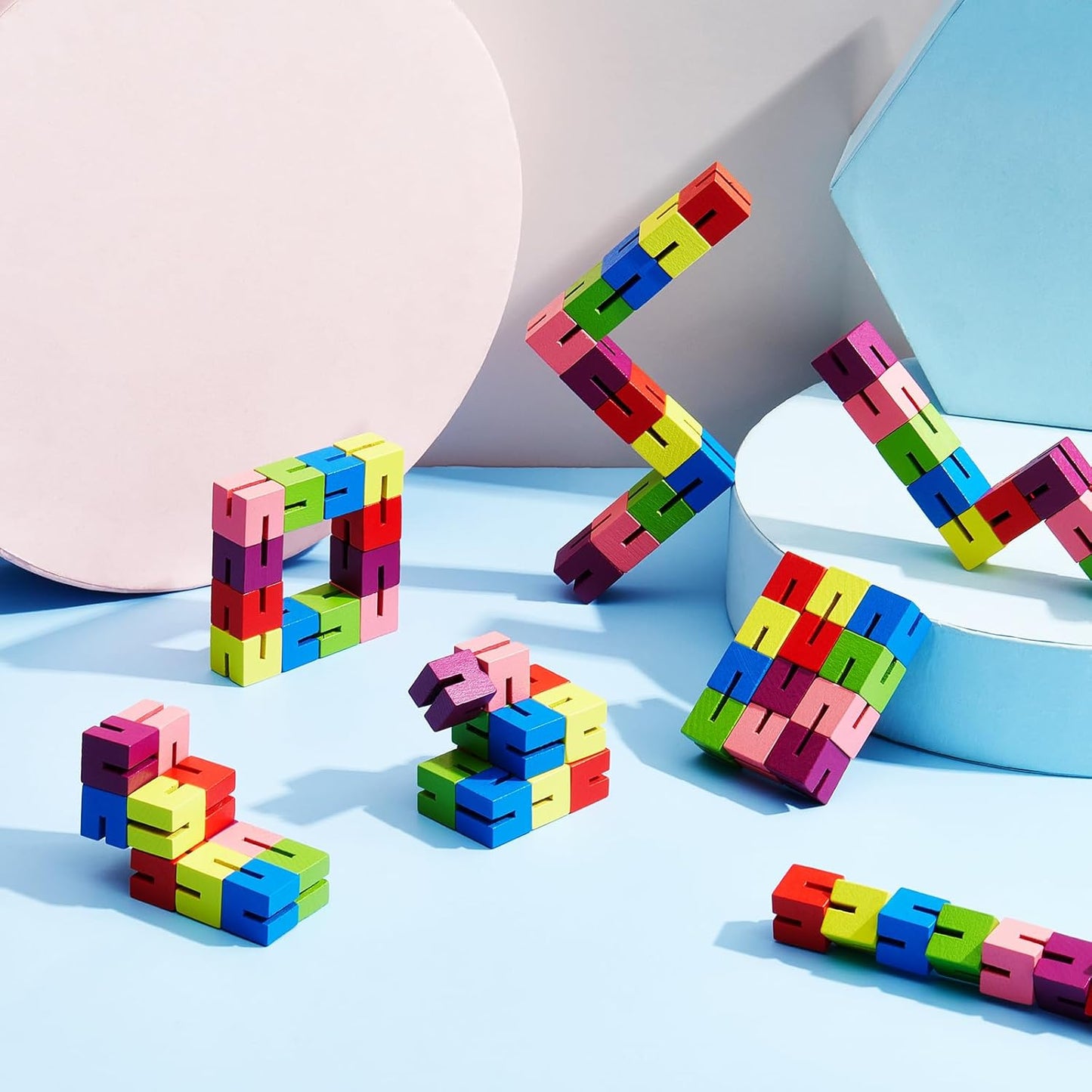 6 Pcs Wooden Fidget Toy Twist Block Cubes Puzzle Sensory Toys Fidget Cubes for Teens Party Favors for Boys and Girls