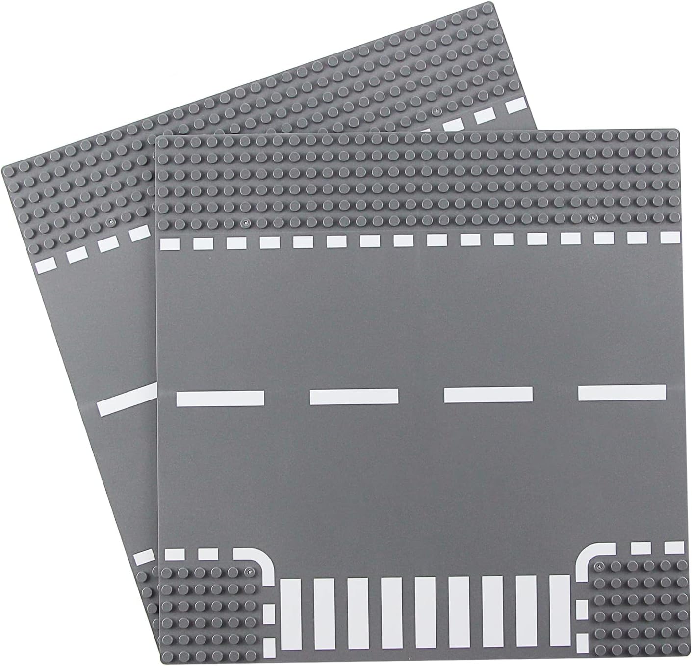 Feleph Classic Road Baseplates City Street Curve Road Building Block Kit 10 x 10 Inches Town Base Plate for Building Bricks Compatible with All Major Brands(Curve 2 Pieces)
