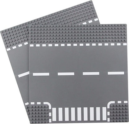 Feleph Classic Road Baseplates City Street Curve Road Building Block Kit 10 x 10 Inches Town Base Plate for Building Bricks Compatible with All Major Brands(Curve 2 Pieces)