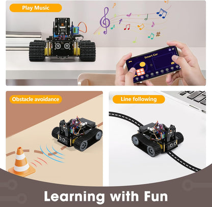 Robotics for Kids Ages 12-16, ACEBOTT 4 in 1 Smart Robot Arm with 5DOF + Tank Car, STEM Toys Coding Kit Compatible with Arduino & Scratch, App & Remote Control, for Kids & Teens