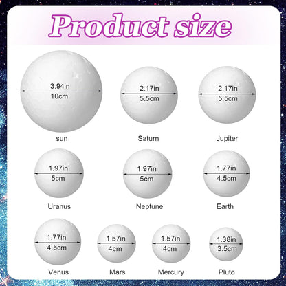 20 Solar System Model Project Kit with 10 Foam Ball LED Lights 12 Pigment 2 Brushes Solar System Background DIY Outer Space Planet Foam for Kid School Science Projects Arts Crafts(Rectangle)