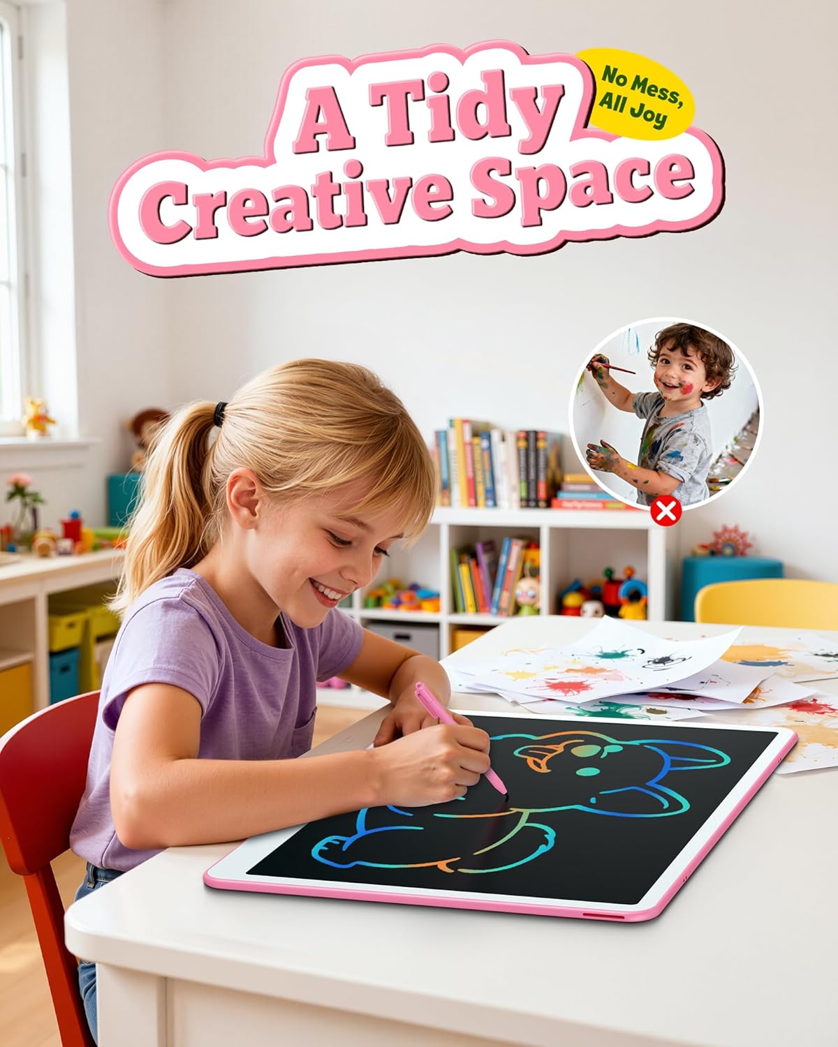 Bravokids Toys for 3-6 Years Old Girls Boys, LCD Writing Tablet 10 Inch Doodle Board, Electronic Drawing Pads, Educational Birthday Gift for 3 4 5 6 7 8 Years Old Kids Toddler (Blue)