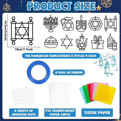 32 Sets Outer Space Suncatchers Craft Kit DIY Window Stained Glass Effect Planet Astronaut Alien Paper Crafts Home School Classroom Decoration Kid Birthday Gift Creative Art Project Activity Game - Colors B