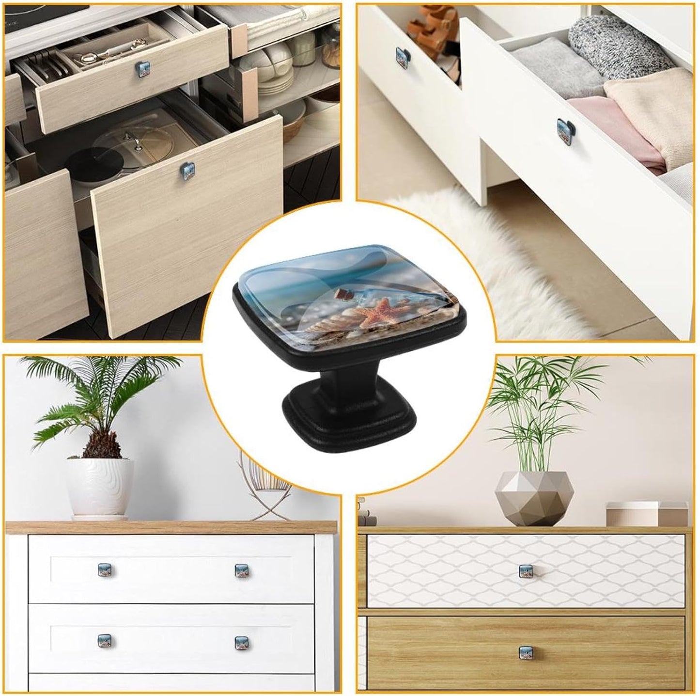 4 Pack Cabinet Knobs Drawer Pulls, 30mm Round ABS Glass Drawer Hardware Growing Butterfly Cabinet Handles with Screws for Dressers Kitchens Cupboard