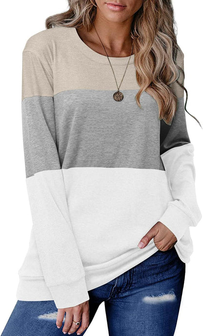 CRAZY GRID Womens Trendy Long Sleeve Shirts Casual Loose Soft Sweatshirt Fall Tops