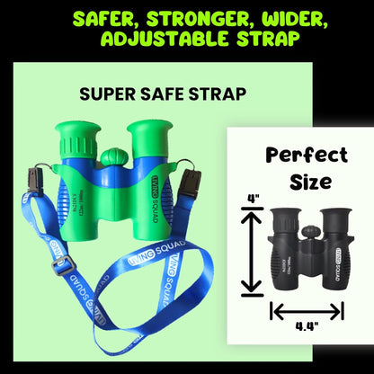 Kids Binoculars 8x21 Shockproof Green - Ages 3-12 with Case Neck Strap Compass Carabiner | High Resolution Optics for Bird Watching Camping Hiking | Birthday Gift Boys Girls