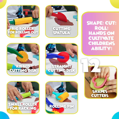 DIMROM Clay and Play Dough Tools 12 Piece Set - Ages 3 & Up (12pcs)