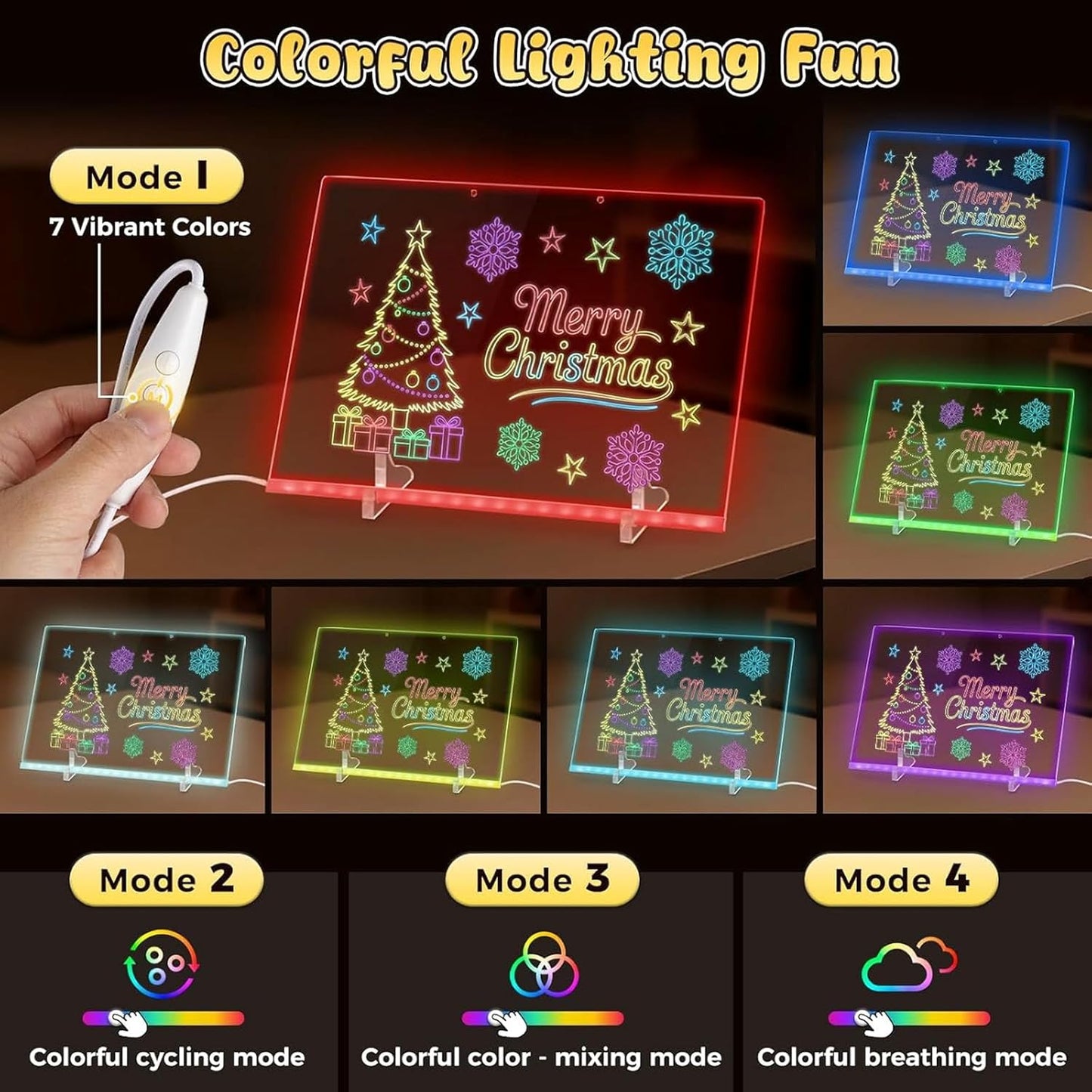 150PCS Wooden Pattern Blocks & LED Acrylic Drawing Board Bundle – Geometric Tangram Puzzle with Activity Cards and 13.7×10 Inch Light-Up Dry Erase Board for Kids,Party, and Birthday Gifts