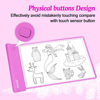 IMAGE Light Up Tracing Pad for Kids Drawing Tablet Board Children Portable Art Christmas Gift for Boys Girls Ages 6+ (Includes 10 Traceable Sheets and Two Clips), Durable & Fun Creative Toy(Blue)
