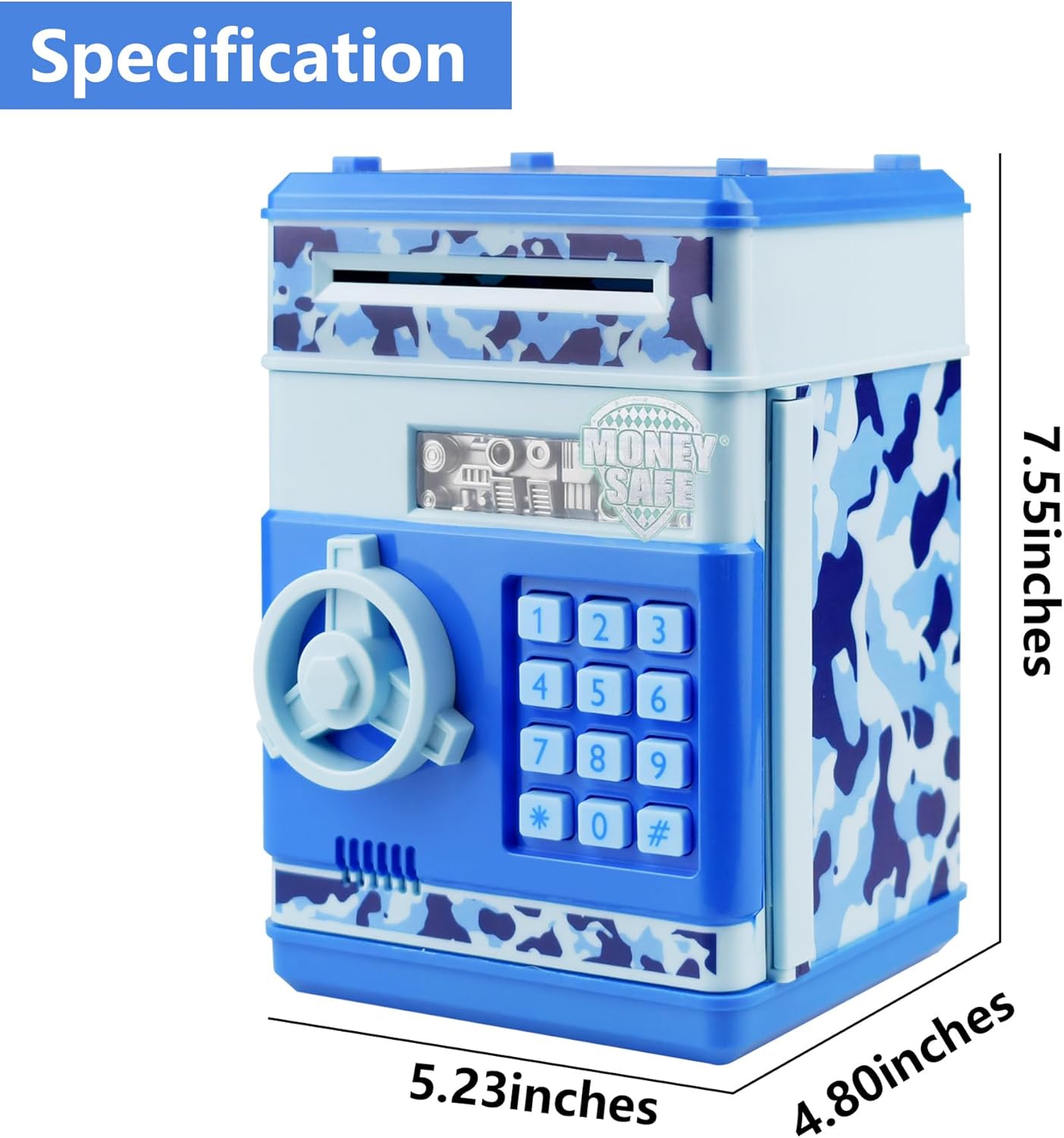 Piggy Bank Electronic Mini ATM for Kids Baby Toy, Safe Coin Banks Money Saving Box Password Code Lock for Children,Boys Girls Best Gift (Silver)