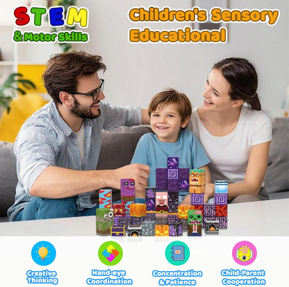 Magnetic Blocks Toys for Kids, 100 PCS Building Blocks Cubes, Stacking Magnetic Tiles Toys for Kids Toddlers Boys Girls Ages 3 4 5 6 7 8-12 Birthday Gifts Party Supplies (Underworld)