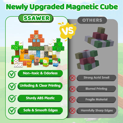 Magnetic Blocks Toys for Kids, 100 PCS Building Blocks Cubes, Stacking Magnetic Tiles Toys for Kids Toddlers Boys Girls Ages 3 4 5 6 7 8-12 Birthday Gifts Party Supplies (Underworld)