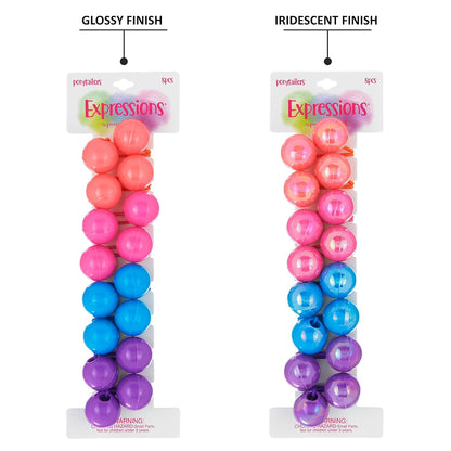 20pc Ponytailers Balls Elastics 18mm Round Opaque Multicolored Twin Beads Bauble Holders Toddler Kids Braiding Styling