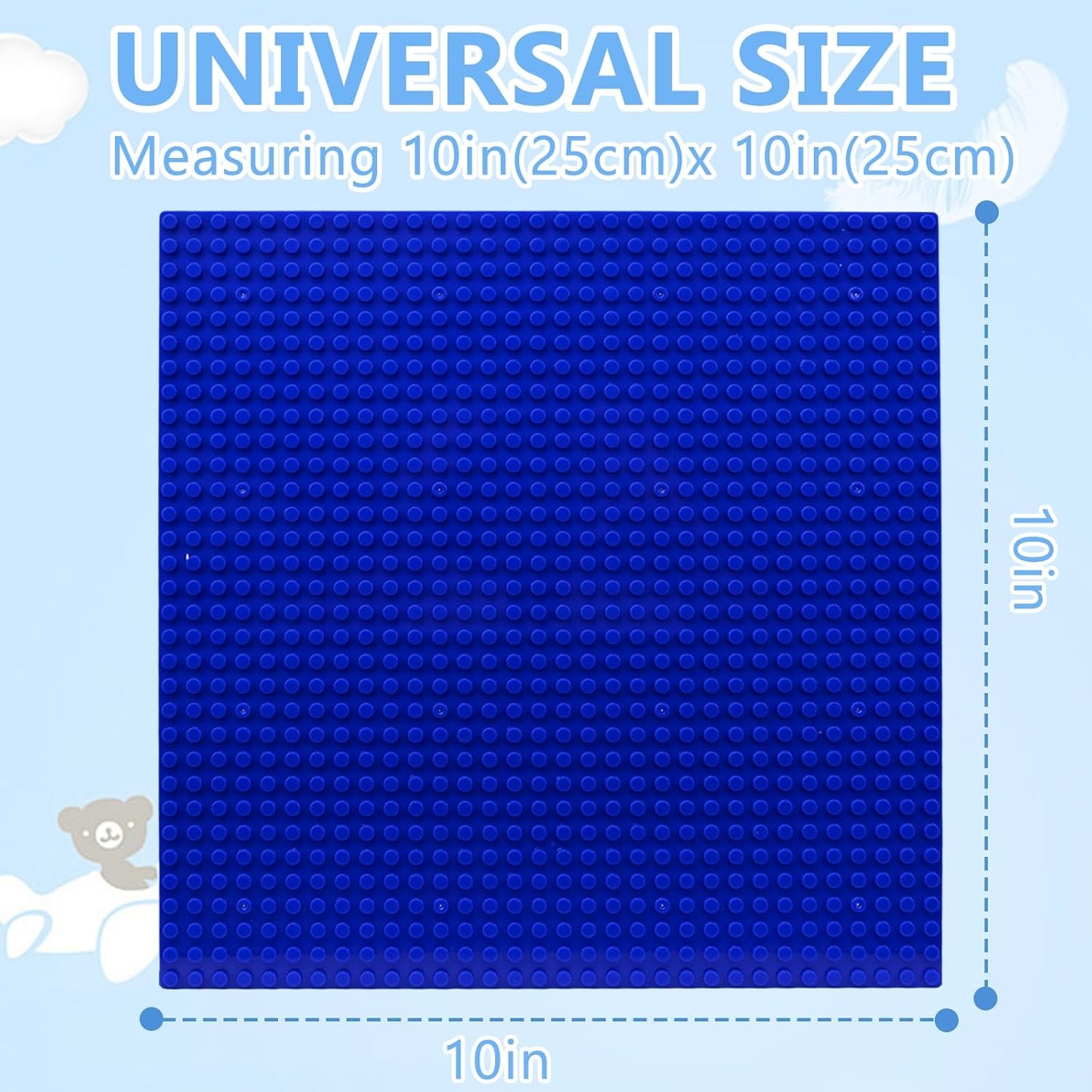 10"x10" Pack of 6 Classic Building Baseplates,Building Toy Base Boards to Build On, Brick Toy Builders Mat Compatiable with All Major Brands and Activity Table-Base plate for DIY Play (Gray)